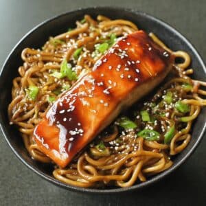 Teriyaki Salmon with Baby Bok Choy & Asian Noodles
