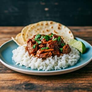 Mindful Meals Braised New Mexican Pork with Brown Rice