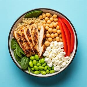 Rosemary Chicken and Quinoa Bowl with Lemon Tahini Dressing