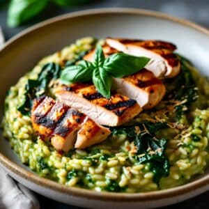 Chicken with Basil Risotto