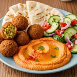 Falafel with Red Pepper Hummus & Pita
