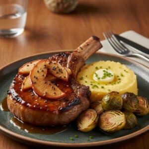 Pork Chops with Miso Apple Caramel