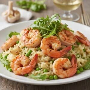 Roasted Garlic Shrimp over Risotto
