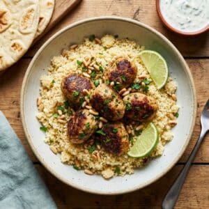 Chicken Koftas with Lime Cous Cous