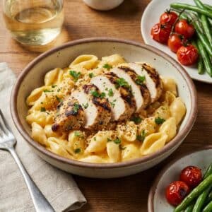 Baked Mac & Cheese with Grilled Chicken