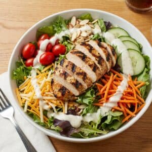 Five Eggs House Salad with Grilled Garlic Chicken