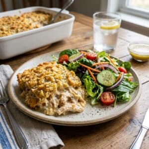 Poppy Seed Chicken Casserole with Side Salad