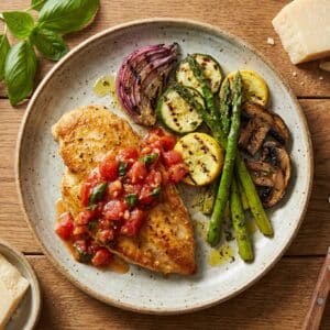 Mindful Meals Seared Garlic Chicken topped with Fresh Tomato Sauce