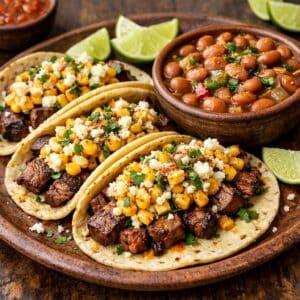 Steak Tacos with Elote Corn Salad
