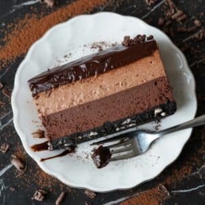No Bake Layered Chocolate Cheesecake