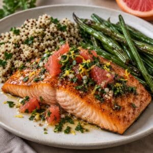 Mindful Meals Honey Garlic Glazed Salmon with Grapefruit Gremolata