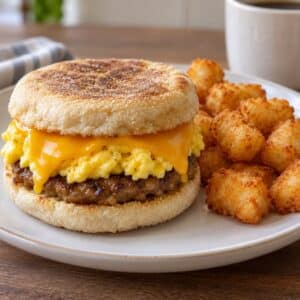 Breakfast Sandwich and Tater Tots
